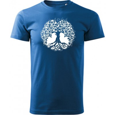 Bavlněné azur. modré tričko s potiskem Strom života 1 - pánské vel. XL
